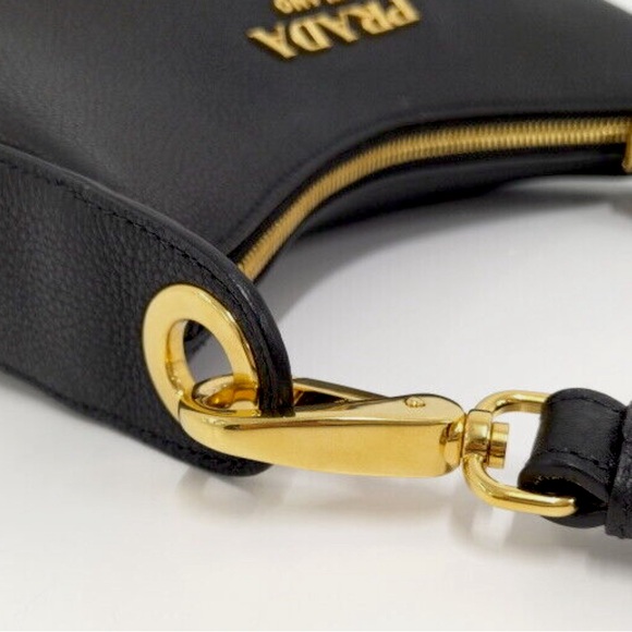 Authentic Pristine Prada Vitello Phenix Leather Web Stripe Strap Crossbody Bag - Picture 5 of 9